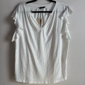 White Ruffled Sleeve Top